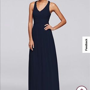 David’s Bridal Long Mesh bridesmaid dress - 10- marine (navy)
